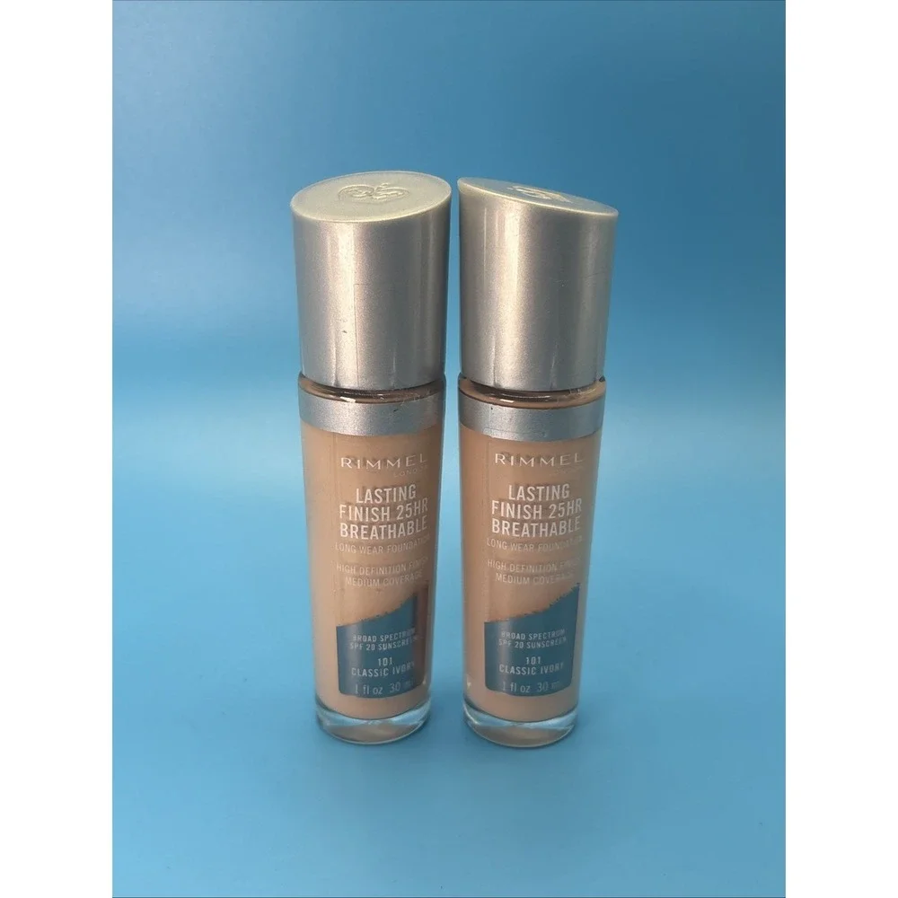 Rimmel Lasting Finish Breathable Foundation, True Ivory, 1 Fl oz - Pack of 2